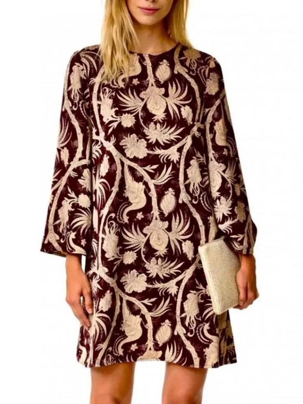 New Zimmermann Karmic Tunic Dress Bell Sleeves Chintz Print Sateen Size 6
